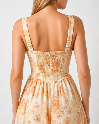 Lilou Floral Orange Midi Dress