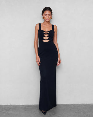 Valeria Black Multi Cut-Out Maxi Dress