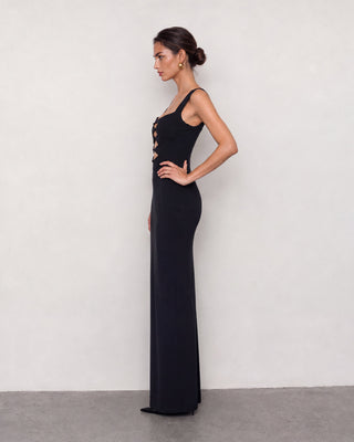 Valeria Black Multi Cut-Out Maxi Dress