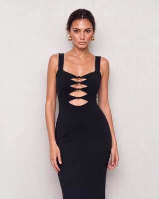 Valeria Black Multi Cut-Out Maxi Dress