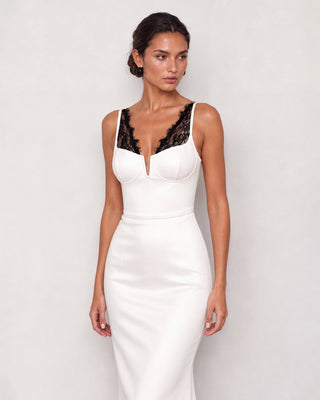 Elvire Lace-Inset Bustier Maxi Dress