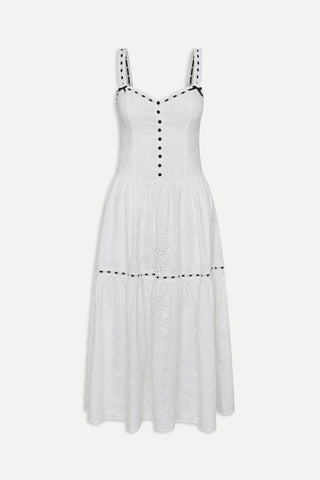 x BELLA HADID Bishop Eyelet Maxi Dress - Salt Air Eyelet