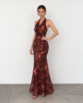 Bloom Burgundy Floral Maxi Dress