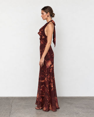 Bloom Burgundy Floral Maxi Dress