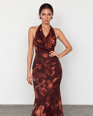 Bloom Burgundy Floral Maxi Dress
