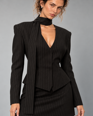 Vesper Pinstripe Blazer And Mini skirt Set