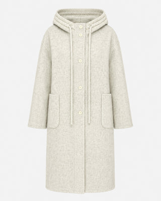 Clara Ivory Hooded Handmade Wool Coat