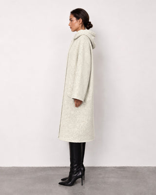 Clara Ivory Hooded Handmade Wool Coat