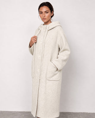 Clara Ivory Hooded Handmade Wool Coat