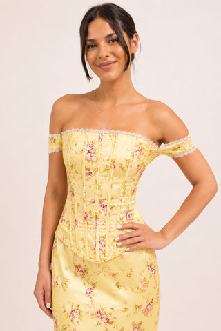 Elera Floral Buttter Yellow Maxi Dress