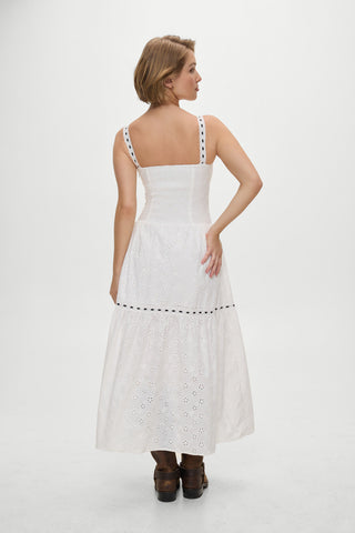 x BELLA HADID Bishop Eyelet Maxi Dress - Salt Air Eyelet