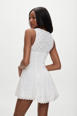 x BELLA HADID Farm Eyelet Mini Dress - Salt Air Eyelet
