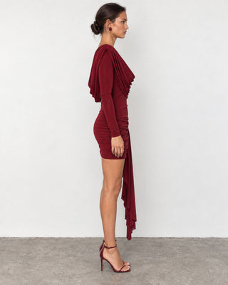 Lana Burgundy Draped Mini Dress