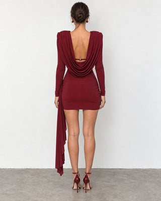 Lana Burgundy Draped Mini Dress