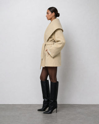 Lara Shawl-Collar Belted Coat