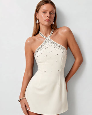 Liora Ivory Crystal Embellished Mini Dress