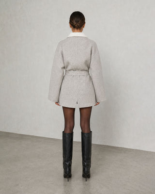 Mila Contrast-Collar Coat