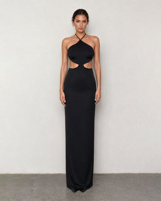 Nerina Black Halter Cut-Out Maxi Dress