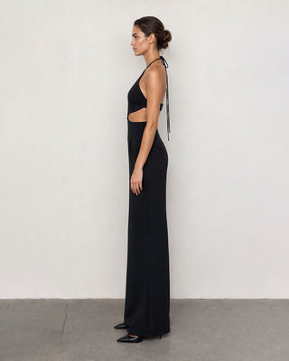 Nerina Black Halter Cut-Out Maxi Dress