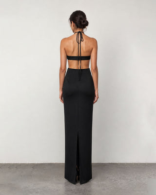 Nerina Black Halter Cut-Out Maxi Dress