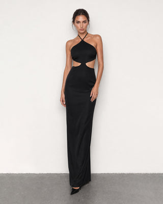 Nerina Black Halter Cut-Out Maxi Dress