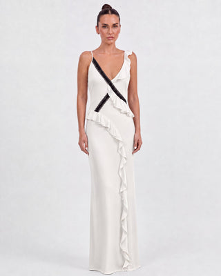 Nina Ivory Ruffle Maxi Dress
