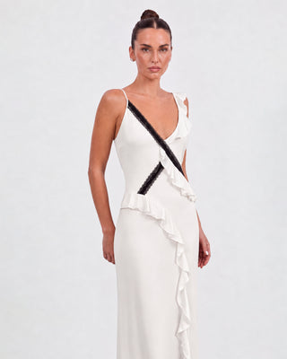 Nina Ivory Ruffle Maxi Dress