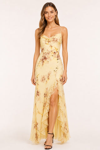 Rose Floral Butter Yellow Dress