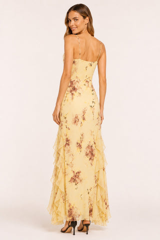 Rose Floral Butter Yellow Dress