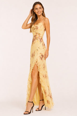 Rose Floral Butter Yellow Dress