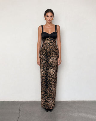 Savana Leopard Bustier Maxi Dress
