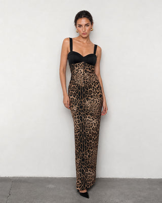 Savana Leopard Bustier Maxi Dress