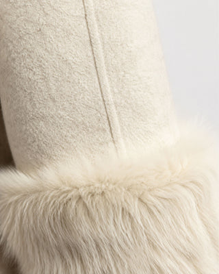 Sofia Ivory Fur-Cuff Belted Coat
