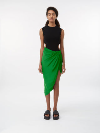 Asymmetrical Green Wrap Skirt