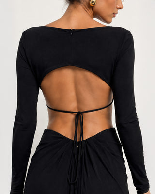 Vittoria Black Buckle Cut-Out Maxi Dress