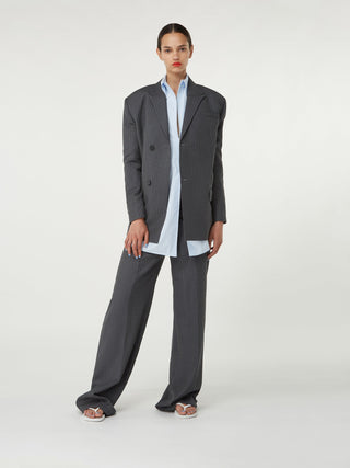 Pinstripe Wide-Leg Trousers