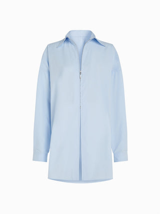 Sky Blue Oversized Zip-Up Shirt