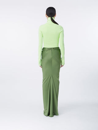 Neon Lime Turtleneck Midi Dress with Knot Detail