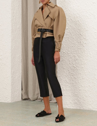 Belted Cropped Trench Jacket