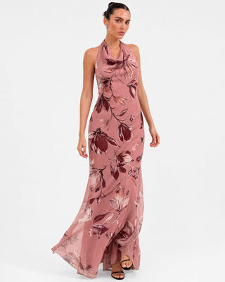 Bloom Pembe Çiçekli Maxi Elbise