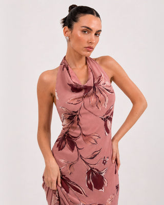 Bloom Pembe Çiçekli Maxi Elbise