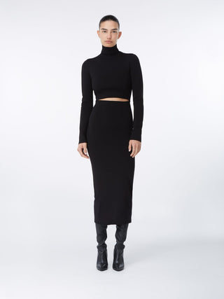 Elegant Black Knit Cutout Midi Dress