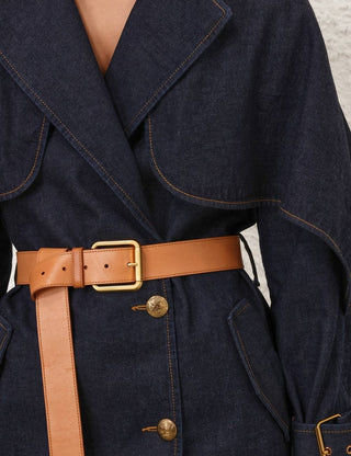 Denim Cape Trench Coat