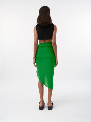 Asymmetrical Green Wrap Skirt