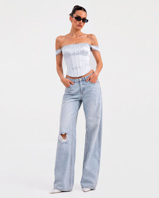 Elara Ice Blue Corset Top