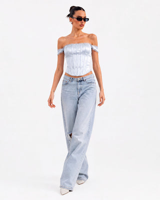 Elara Ice Blue Corset Top