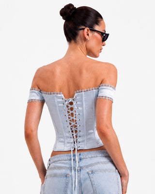 Elara Ice Blue Corset Top