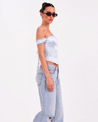 Elara Ice Blue Corset Top