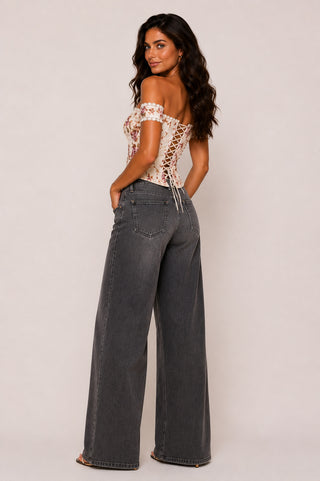 Elara Floral Ivory Corset Top