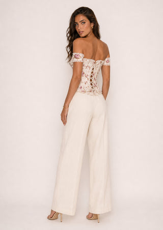 Elara Floral Ivory Corset Top